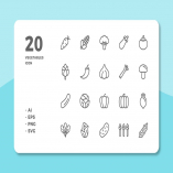 20 Vegetables Icons (Line)