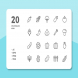 20 Vegetables Icons (Line)