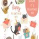 Set of vector cartoon characters cats in love them