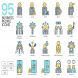 95 Business People Icons | Aqua Series