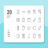 20 Kitchen Icons (Line)