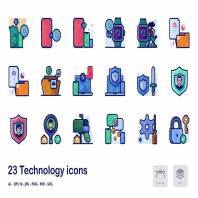Technology detailed filled outline icons