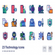 Technology detailed filled outline icons