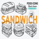 Sandwich Fast Food Hand-Drawn Graphic