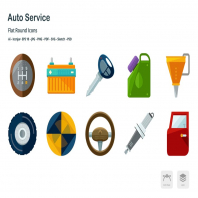 Auto Services and Transportation Flat Icons
