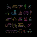 Transport neon vector icons set