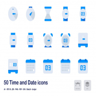 Time and Date Accent Duo Tone Flat Icons