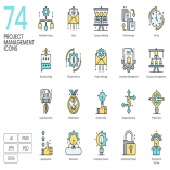 74 Project Management Icons | Aqua