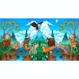 Wood Animals in a Mountain Landscape with River