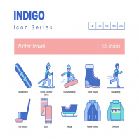 95 Winter Travel Icons | Indigo Series