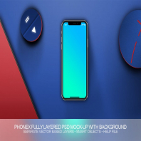 PhoneX Layered PSD Mock-Up with Background