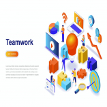 Teamwork Isometric Concept