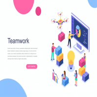 Teamwork Isometric Concept