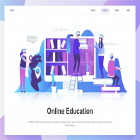 Online Education Flat Concept