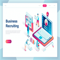 Business Recruiting Isometric Landing Page