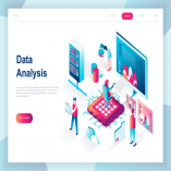 Big Data Analysis Isometric Landing Page