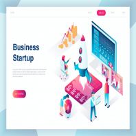 Startup Your Project Isometric Landing Page