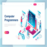 Computer Programmers Isometric Landing Page