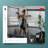 Gym Training Web Header PSD and AI Vector Template