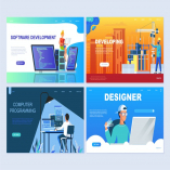 Set of Landing Page Templates Flat Concept