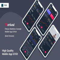 Fitness Statistics Mobile App Dark Version