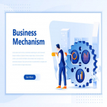 Business Mechanism Flat Landing Page Header