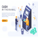 Cash Withdrawal Isometric Header Flat Concept