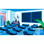 Classroom Flat Concept Landing Page Header