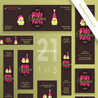 Kids Christmas Party Banner Pack Template