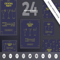 Cocktail Party Social Media Pack Template