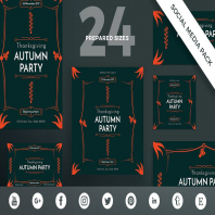 Thanksgiving Party Social Media Pack Template