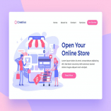 Open Online Store Web Landing Page Illustration