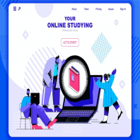 Online studying Flat Concept Landing Page Header