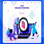 Online studying Flat Concept Landing Page Header