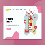 Social Media - XD PSD AI Vector Landing Page