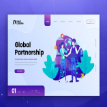 Global Partnership Web PSD and AI Vector Template