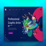 Remote Graphic Artist Web PSD and AI Template