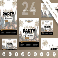 NewYear Party Social Media Pack Template